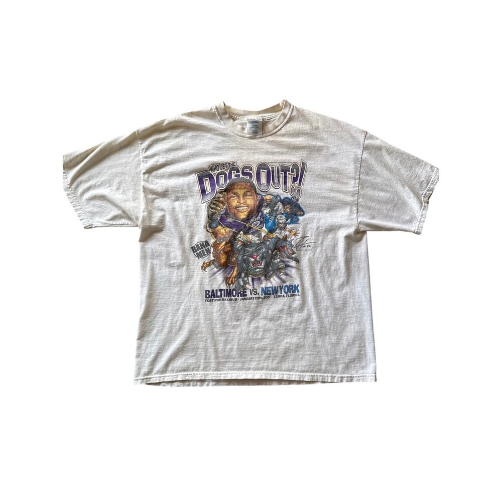Y2K ‘01 Baha Men Tour Animated Ray Lewis NFL Baltimore Ravens White XXL T-shirt